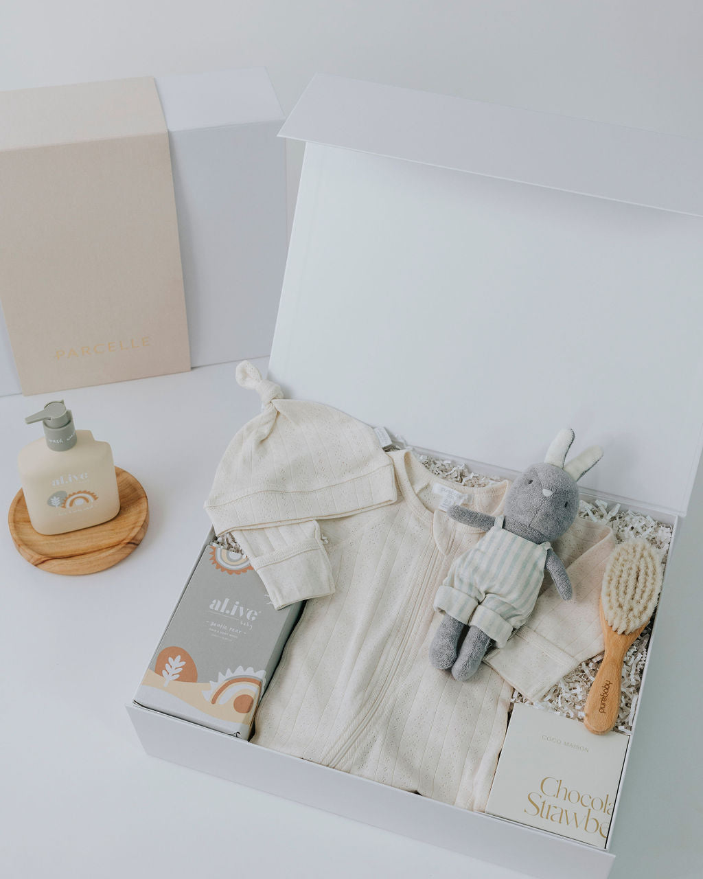 Benny Bathtime & Cuddles Hamper by Parcelle – luxury hamper with signature presentation, gourmet inclusions — Australia‑wide delivery