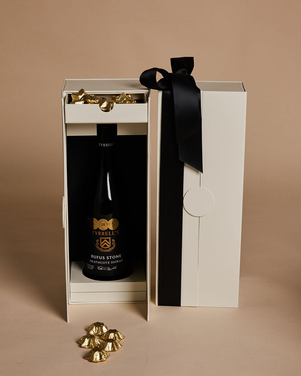 Rufus Stone Cellar by Parcelle – luxury wine gift box with double‑door gift case, Belgian chocolate stars — Australia‑wide delivery