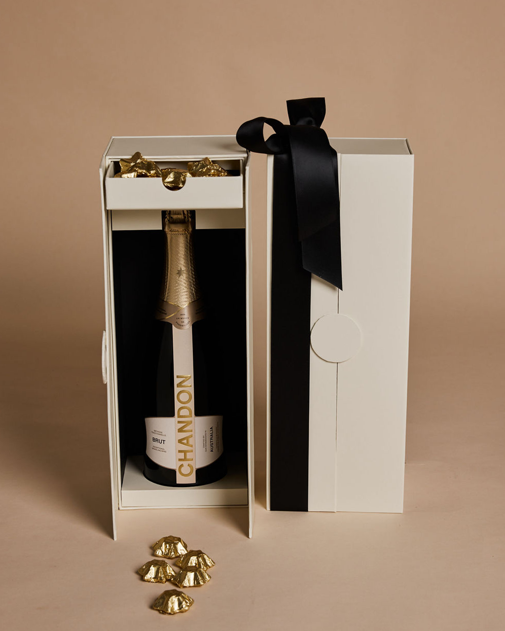 Chandon Cellar by Parcelle – luxury wine gift box with double‑door gift case, Belgian chocolate stars — Australia‑wide delivery