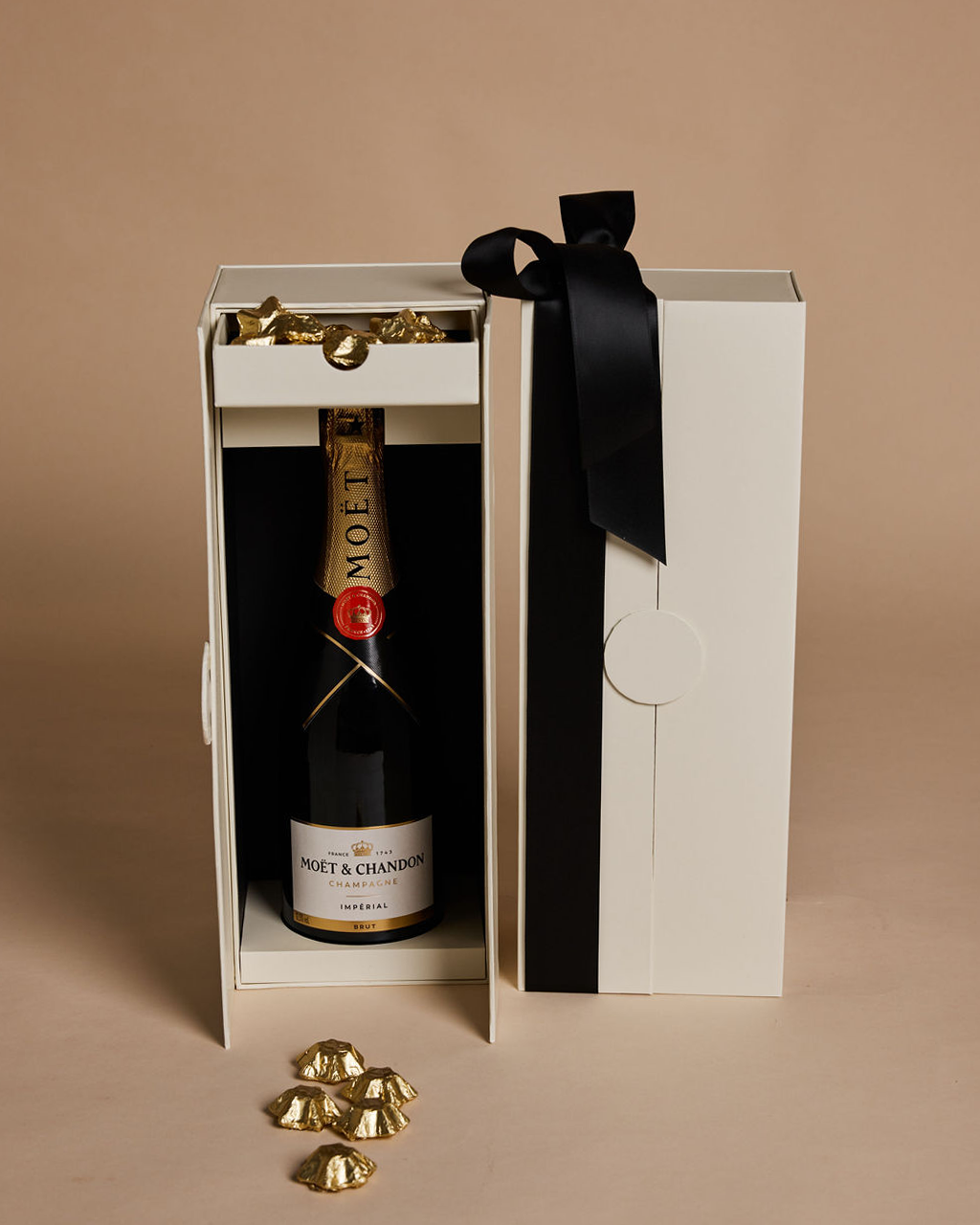 Moet Cellar by Parcelle – luxury wine gift box with double‑door gift case, Belgian chocolate stars — Australia‑wide delivery