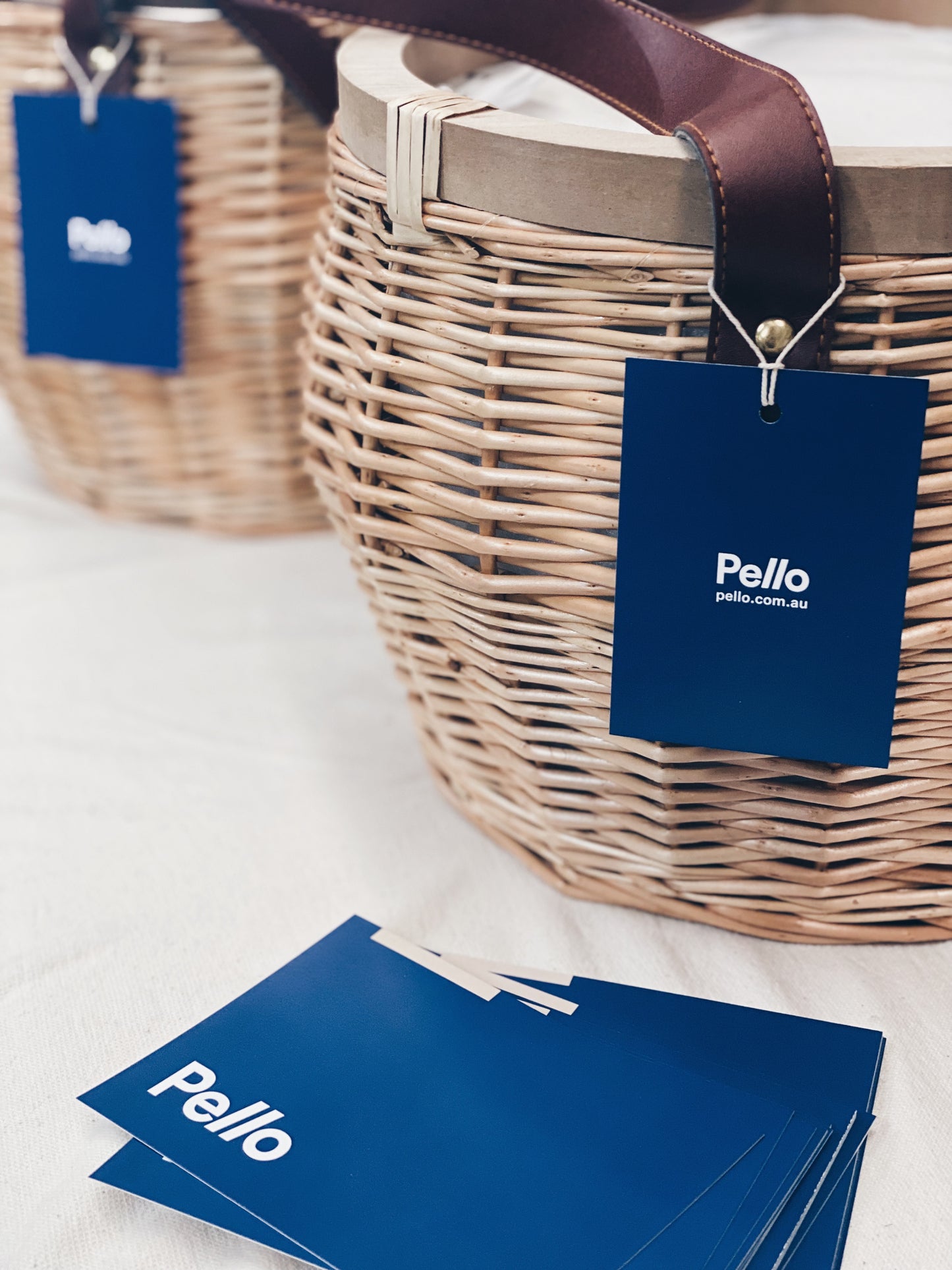 Parcelle | Branded Picnic basket Lids, Branded message cards and branded swing tags for Pello Property | Premium housewarming gifts for real estate professionals to delight clients at settlement