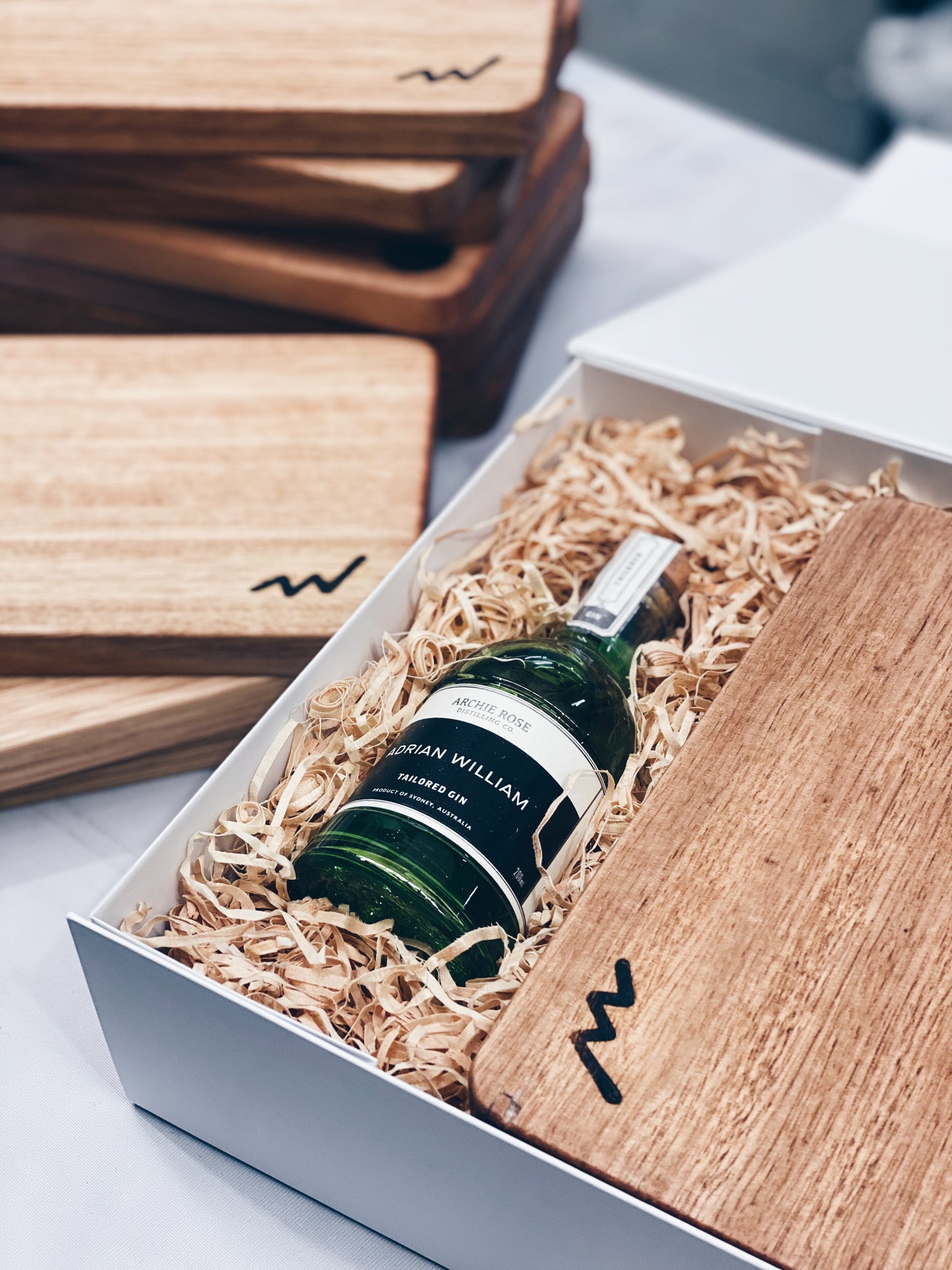 Parcelle | Adriam William Real Estate Personalised Archie Rose Gin in Branded Settlement Gift Boxes