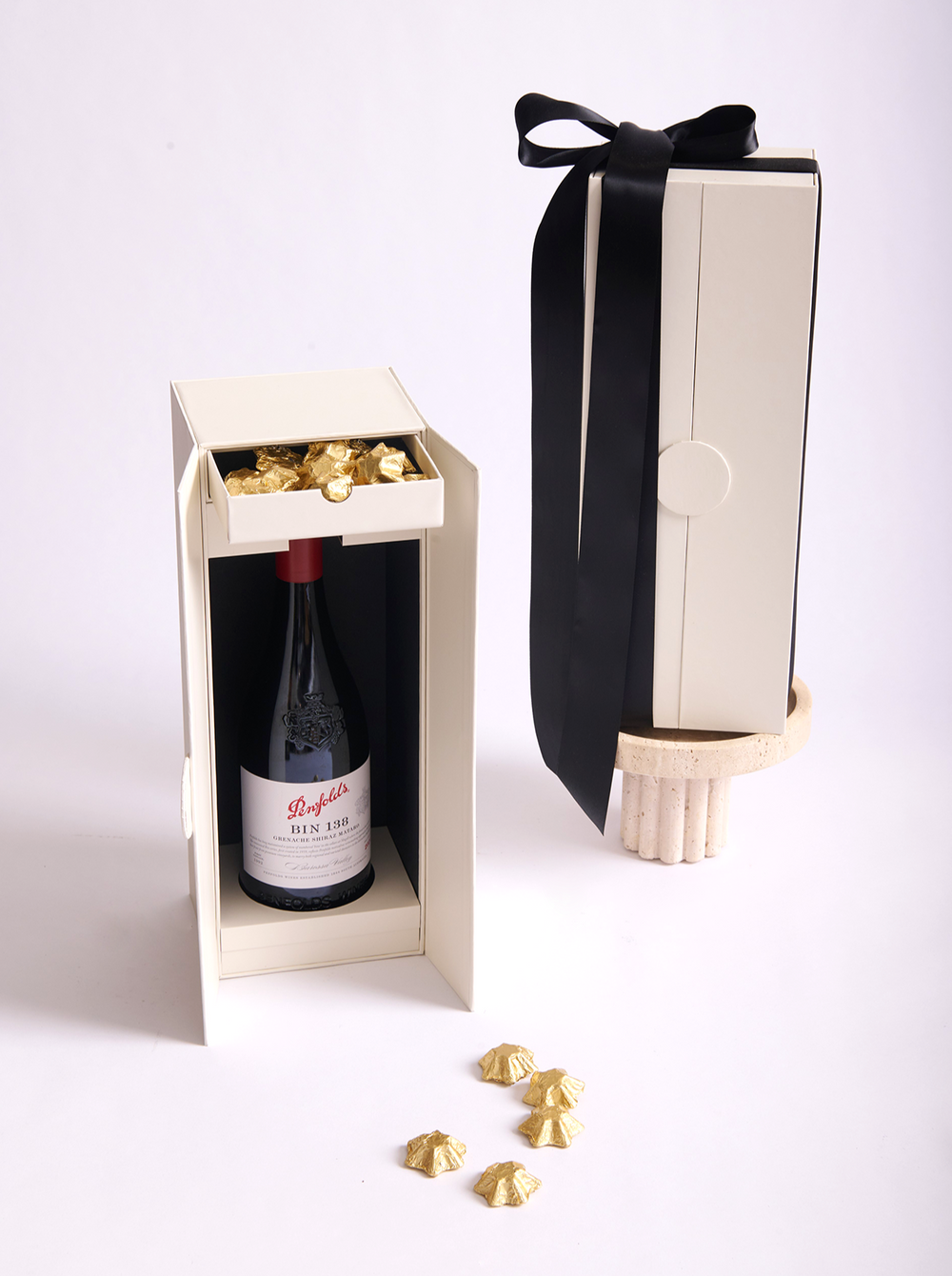 Parcelle | Penfolds Wine Gift | The Parcelle Penfolds Christmas Cellar gift box with a sleek double-door magnetic closure, perfect for elegant corporate and holiday gifting