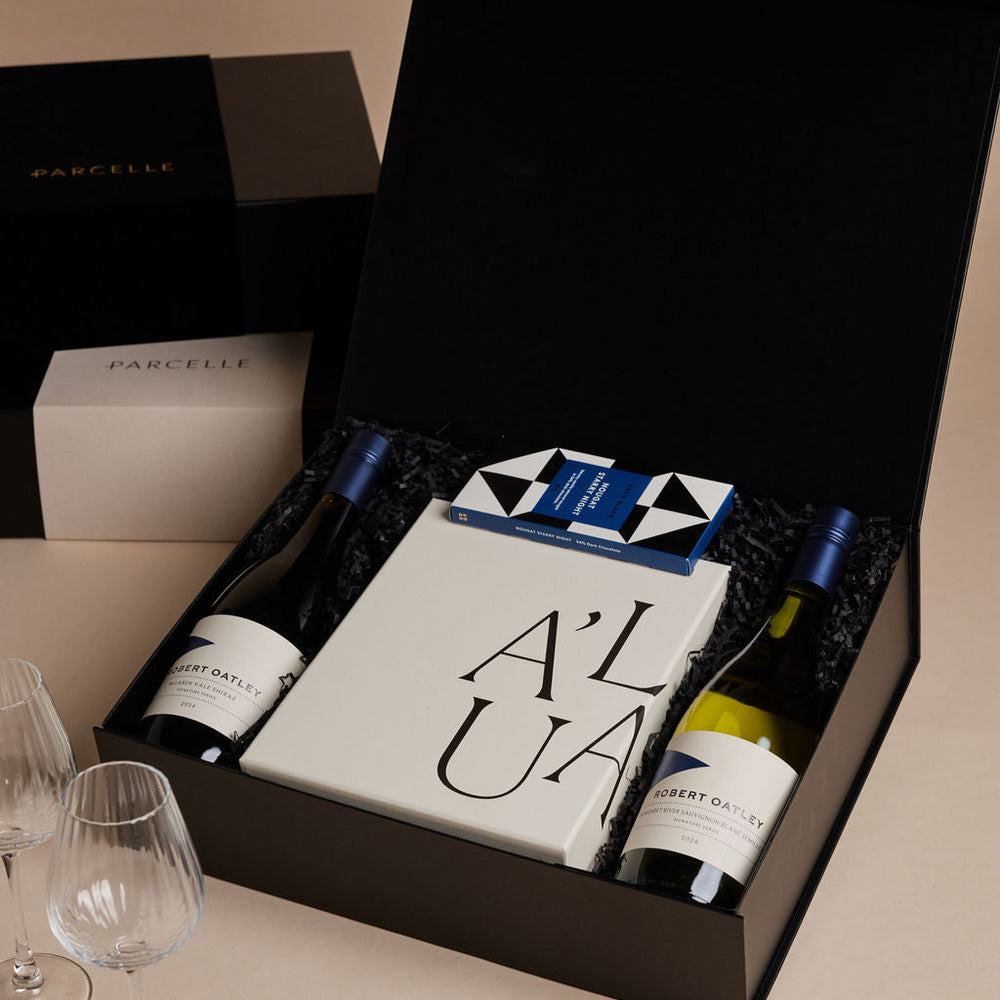 
                      
                        Parcelle | Luxury automotive gift box with wine, glassware and Koko Black chocolate
                      
                    