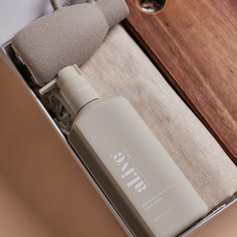 
                      
                        Parcelle | The Villa luxury housewarming gift with hand wash, linen towel, cheese knife set, wooden board, and ceramic vase in Parcelle gift box — perfect settlement gift Sydney
                      
                    