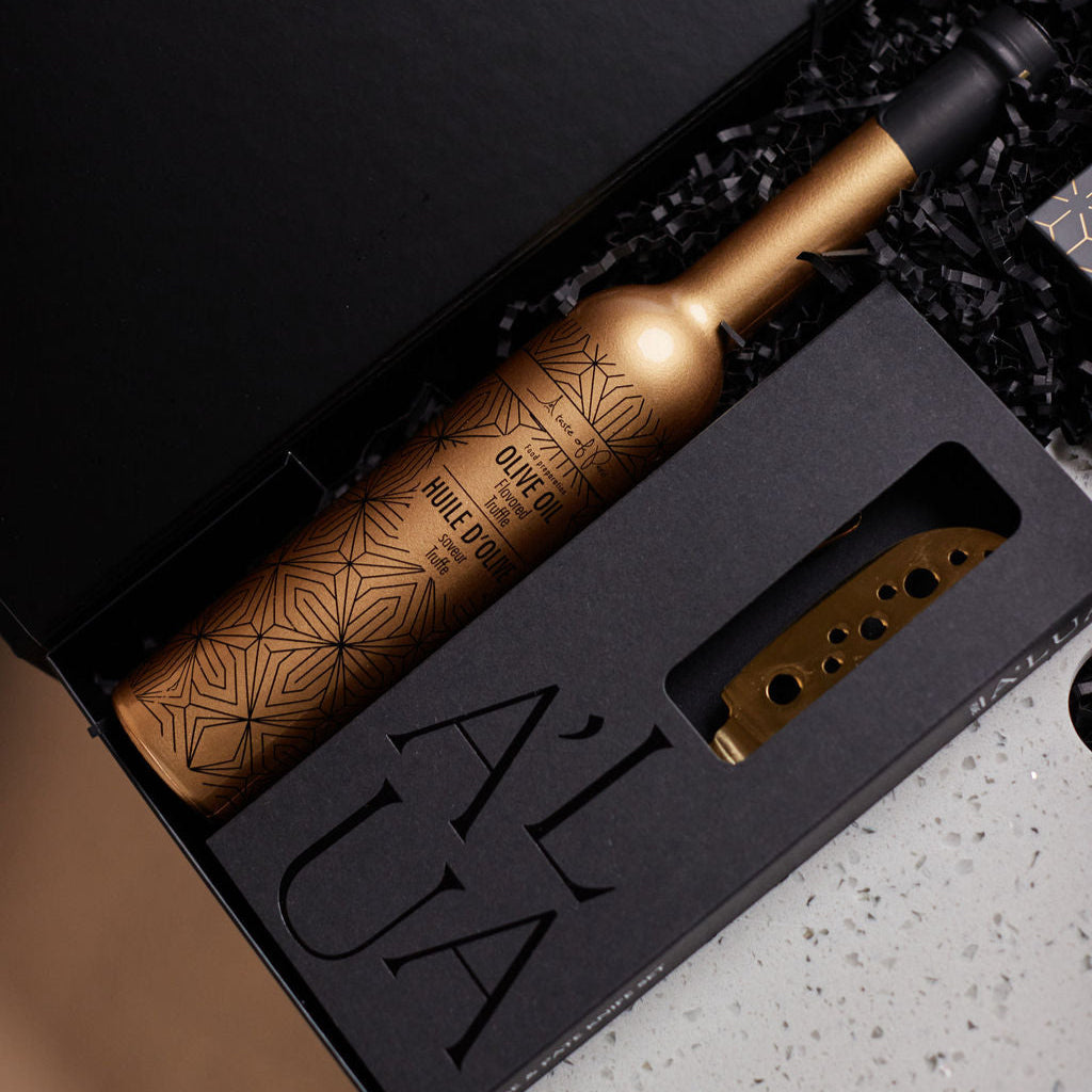 Parcelle | The Cook gourmet settlement hamper with terrazzo serving board, cheese knife set, artisan crackers, and truffle oil — perfect housewarming gift in Sydney