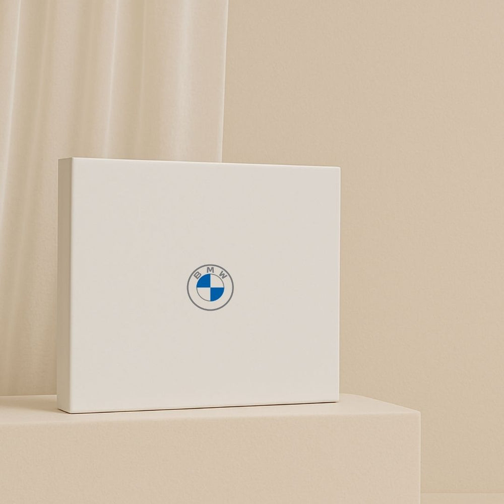 Parcelle | Premium Parcelle gift box with BMW logo, perfect for branded corporate and automotive gifting.