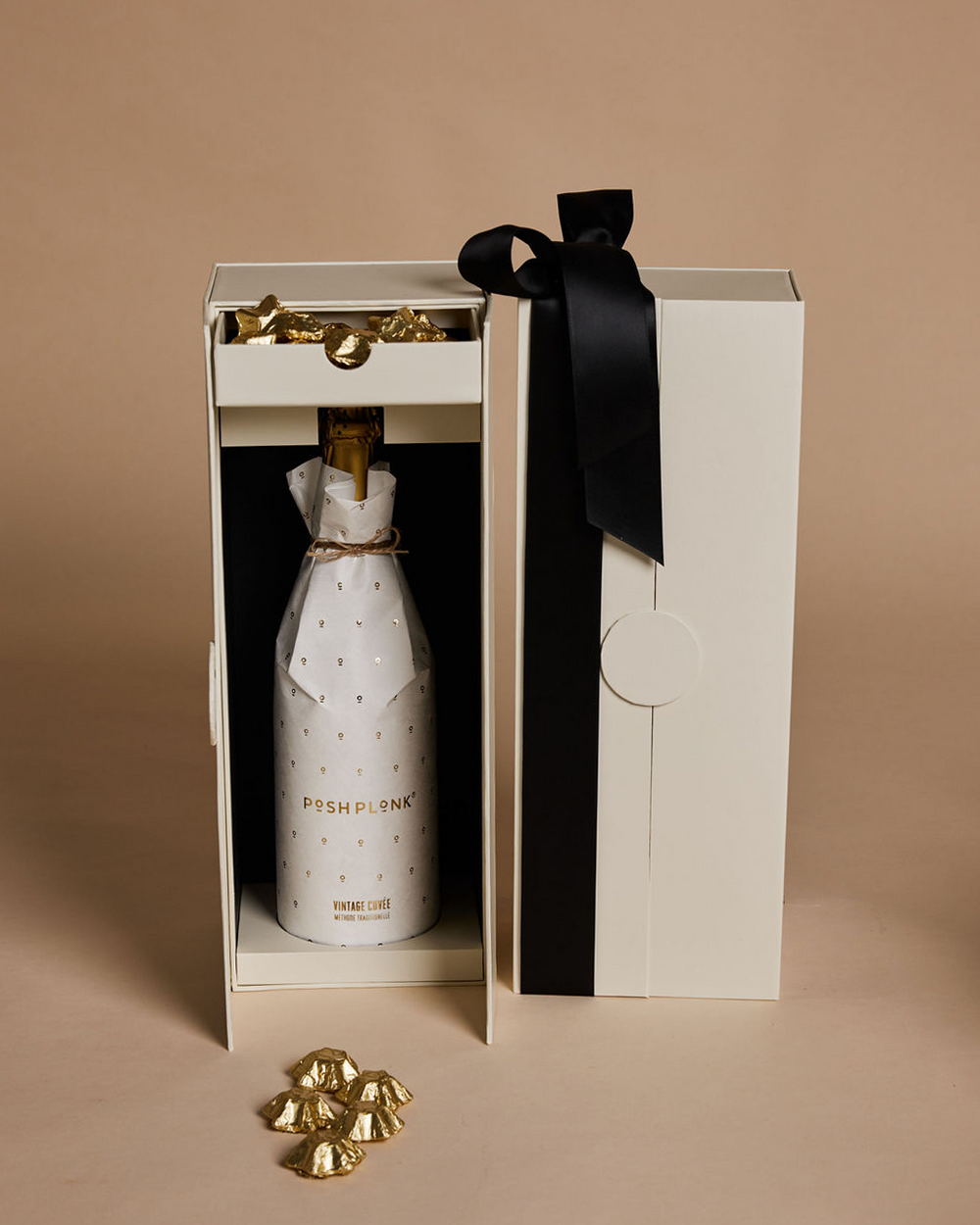 Posh Cuvee Cellar by Parcelle – luxury wine gift box with double‑door gift case, Belgian chocolate stars — Australia‑wide delivery
